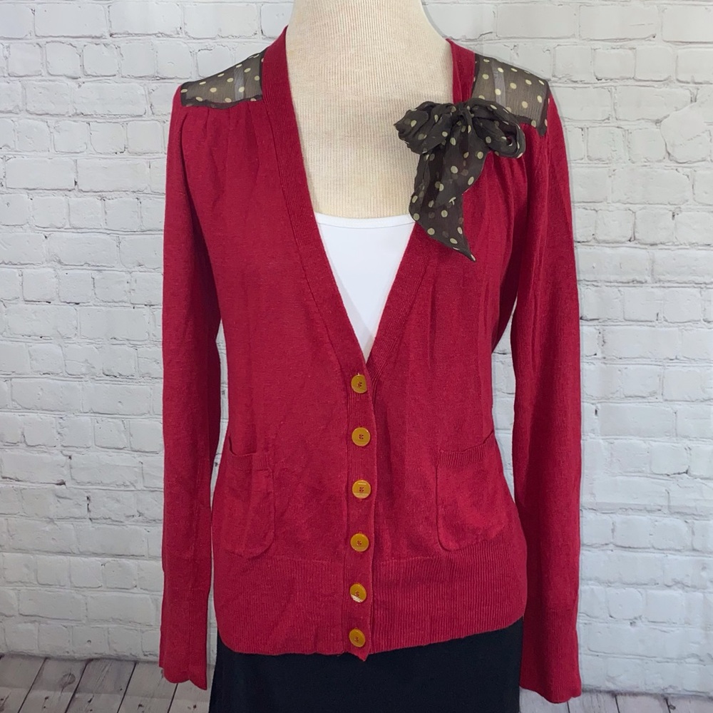 Anthropologie Sparrow Cardigan With Bow Size Large
